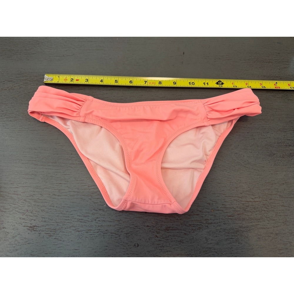 Shade & Shore Coral Pink Ruched Hip Bikini Bottom Swim Small